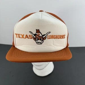 Vintage Texas Longhorns SnapBack Mesh Trucker Hat Orange & White Longhorn Hat - Picture 1 of 15