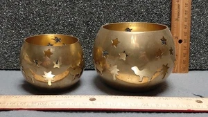 De Colección Par De Candelabros De Latón Estrellas Camel Recortes De Palmera Tealight Votivo - Imagen 1 de 5