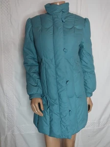 Vintage 70s 80s Down Peak Puffer Jacket Turquoise Blue Parka XS - Picture 1 of 12