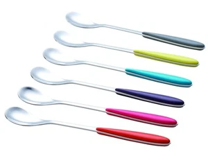 Ice-cream Sundae Spoons 6pcs Stainless Steel Assorted Colours Long Handle Latte - Picture 1 of 9