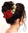 For Women's Hair Pins Clips Hair Buns Hair Styles Artificial Flowers Red,