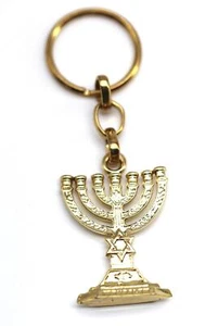 Portachiavi stella MENORAH israeliana portachiavi ciondolo ebraismo classico delicato regalo - Foto 1 di 6