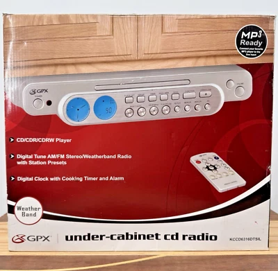 GPX Under-Cabinet CD Radio MP3 Ready with Remote & Mounts Model KCCD6316DT VTG - Image 1 of 4