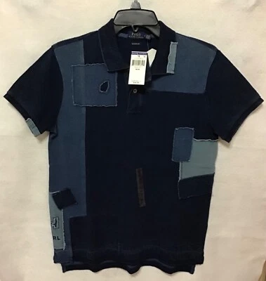 POLO RALPH LAUREN 女式拼布珠片 Polo 衫全新带标签 M 码 — 第 1/4 张图片