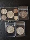 4 x 90% Silber 1964 USA halbe Dollar Münzen plus andere Münzen wie gesehen 