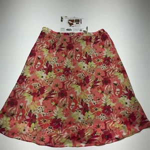 Jaclyn Smith Skirt Womens Size Large Pink Red Coral Floral Midi Peasant Lined - Picture 1 of 12