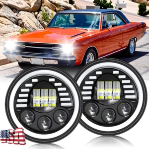 1964-1976 for Dodge Dart Classic Car Pair 7" Led Round Headlight Hi-Lo Sealed H4 - Bild 1 von 11