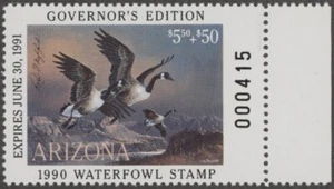 1990 Arizona Governor's Edition Duck Stamp Mint Never Hinged - Picture 1 of 1