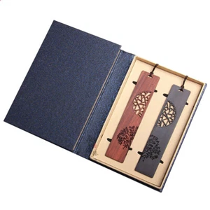 Naturholz handgefertigt Schnitzerei Lesezeichen Geschenkbox Set, ein einzigartiges Geschenk für Lehrer - Bild 1 von 5