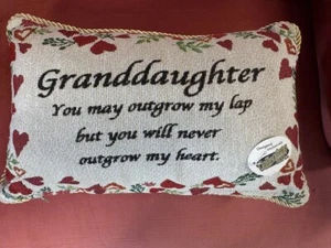 Granddaughter Heart Grandmother Tapestry Throw Pillow 8x12 Valentine’s Gift - Picture 1 of 2