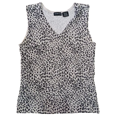 Top de rayón de seda sin mangas con cuello en V estampado de leopardo de nieve mediano George para mujer Foto 1 de 4