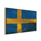 Holzschild Holzbild 18x12 cm Schweden Fahne Flagge Geschenk Deko