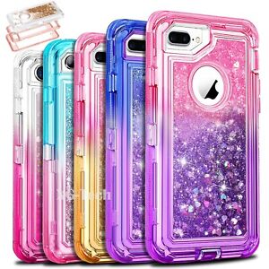 Shockproof Case For iPhone 6 6s 7 8 Heavy Duty Glitter Liquid Protective Cover