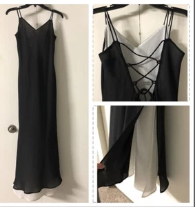 NIKI by NIKI LIVAS Maxi Strap Dress Sz 4🌹 Lace Up Backside Cocktail Formal - Picture 1 of 12