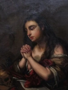 MARIE-MADELEINE. SIGNÉ A. MONTER. COPIE D’UN ORIGINAL BAROQUE (?). ESPAGNE. XIX - Picture 1 of 5