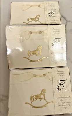 Toccata Trifold Notes/Ribbon/Envelope Ivory Gold Rocking Horse Set /3 Boxes Lot - Image 1 of 4