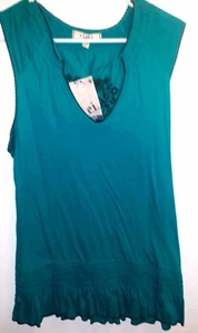 NWT Woman's 2X Sleeveless Embroidered Blouse Bottom Band Frocked - Bild 1 von 4