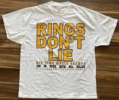 Camiseta Pittsburgh Steelers "Rings Don't Lie" - Para hombres XL - Blanca NFL Super Bowl Foto 1 de 3
