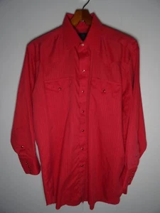Vintage Panhandle Slim Western Pearl Snap Shirt Large Men Red 90s USA 16 1/2 33 - Picture 1 of 5