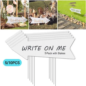 Blank Arrow Yard Sign w/ Stake Plastic Double-Sided Signs Home Garden Decor New - Picture 1 of 13