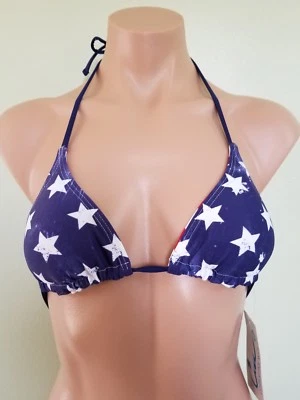 California Waves Stars and Stripes reversible triangle bikini top  size XS - Image 1 of 3
