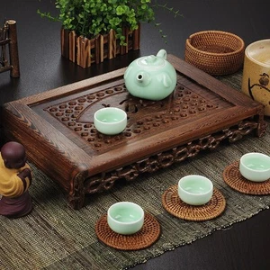 Tea Tray Wenge Wood Tea Table Rosewood Tea Table Solid Wood Water Holder Layers - Picture 1 of 12