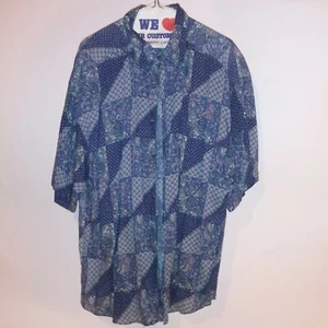 Structure Mens Button Down Shirt Large Short Sleeve 100% Rayon - Picture 1 of 6