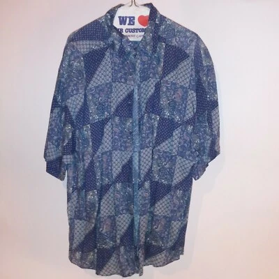 Structure Mens Button Down Shirt Large Short Sleeve 100% Rayon - Image 1 of 4