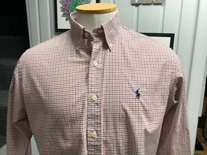 Camisa Ralph Lauren Etiqueta Azul Sin Hierro Grande Abotonada Negra/Roja Azul Marino ¡Pony! - Imagen 1 de 6