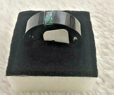 Мужской размер 14 из нержавеющей стали черный квадратный группы/зеленый плавающий C/Z кольцо - Изображение 1 из 3