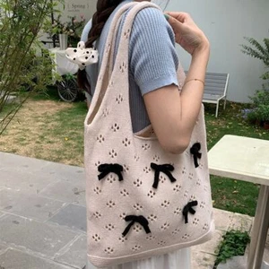 Kintted Handba Ballet Style Underarm Bag Fashion Tote Bag - Picture 1 of 9