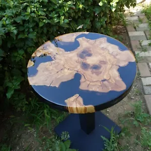Coffee Table Epoxy Olive Table Resin patterned Bar Table Rustic Art 15,7 Inch - Picture 1 of 16
