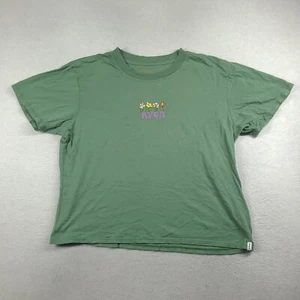 RVCA T Shirt Green Short Sleeve Spellout Tee Size M Easy Fit Basic Womens - Picture 1 of 7