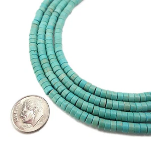 Blue Green Howlite Turquoise Heishi Discs Beads 2x4mm 15.5" Strand - Picture 1 of 3