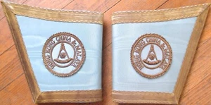 Masonic Gauntlets Cuffs Hong Kong China and Malay Vintage Embroidered Pair Early - Picture 1 of 7