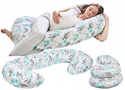 Pregnancy Pillow+cover Full Body Maternity Nursing Large C Shape Mint Flowers • 24.99£