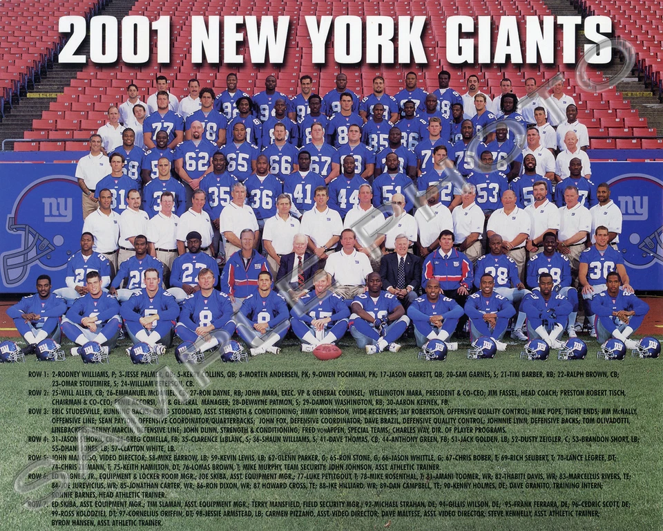 2001 NEW YORK GIANTS FOOTBALL 8X10 TEAM PHOTO PICTURE - Image 1 of 1