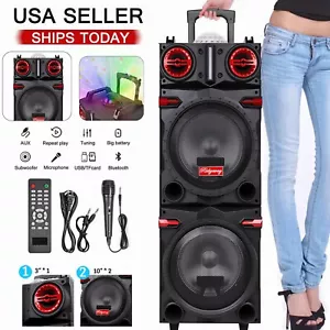Dual 10" Woofers Loud Portable Bluetooth Speaker Party Heavy Bass Sound System - Bild 1 von 24