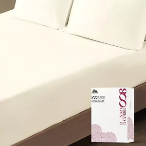100% Egyptian Cotton Twin Fitted Sheet 800 TC 16" Deep Pocket Ivory Durable - Picture 1 of 8