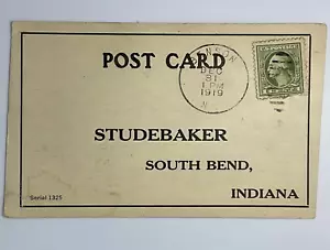 1919 South Bend IN - Studebaker Händler Postkarte - Firmenbüro Werbung A4 - Bild 1 von 2