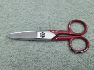 Vintage 1960's Clauss No. 925 Electrician Lineman Scissors w/ Red Handles 5" - Picture 1 of 7