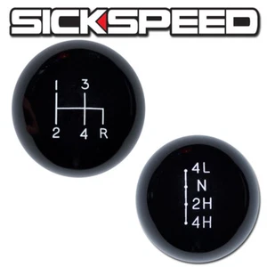 BLACK SHIFT KNOB/TRANSFER CASE SET FOR 4 SPEED DANA 300 GEAR SHIFTER 3/8x16 - Picture 1 of 1