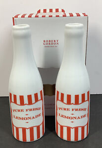 Robert Gordon Porcelain Red White Stripe Lemonade Bottles