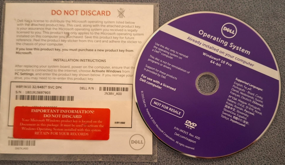 Microsoft Windows 10 Pro - 64-Bit - u.a. Deutsch - Dell - NEUWARE - Bild 1 von 1