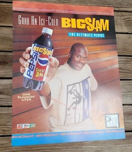 Rare Shaquille O’Neal Double Sided Vinyl Poster 23”x30.5” Pepsi Big Slam Shaq Ad - Picture 1 of 12