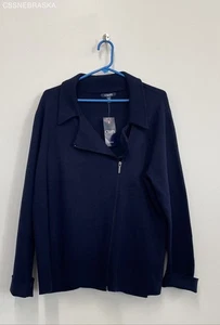 Chaps Blue Women’s Navy Blue Zip Front Sweater Jacket Size - Size 3XL - Picture 1 of 6