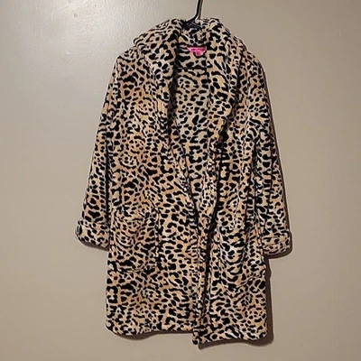 Bata de dormir Betsey Johnson para mujer XS/S franela leopardo estampado animal Foto 1 de 3