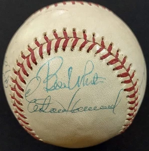 Elston Howard Yogi Berra Phil Rizzuto 1955 1961 Yankees Signed Baseball JSA LOA - Picture 1 of 7