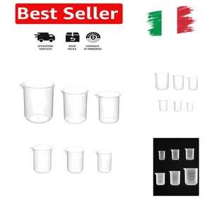 QWORK 6 Pezzi Misurino Graduato in Plastica, Bicchieri Graduati 50ml 100ml 15... - Foto 1 di 9
