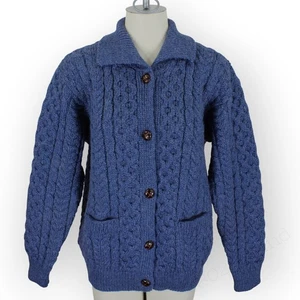 Cárdigan Suéter Pescador Irlandés Tejido Cable MED Aran CarraigDonn Lana Merino Envío Gratis - Imagen 1 de 20
